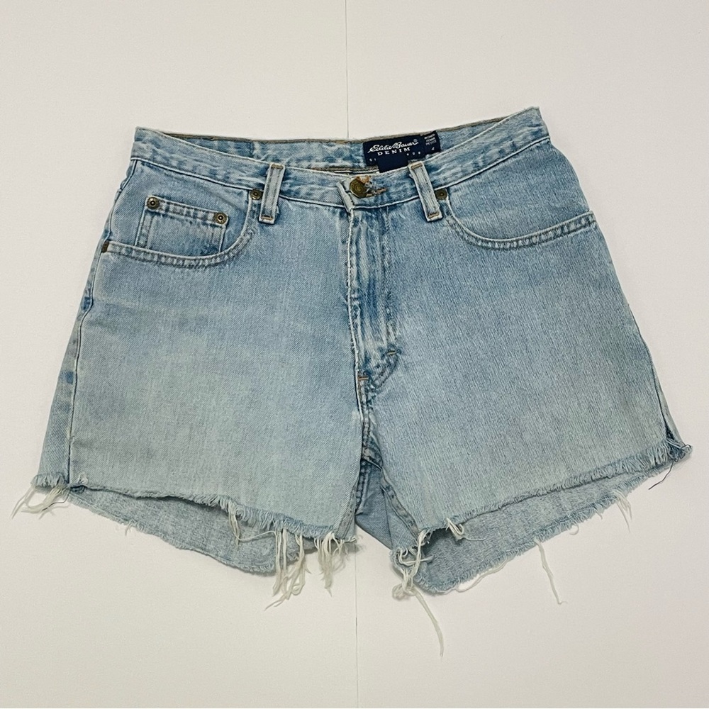 Eddie Bauer Light Blue Denim Frayed Hem Women’s Jean Shorts Size 4